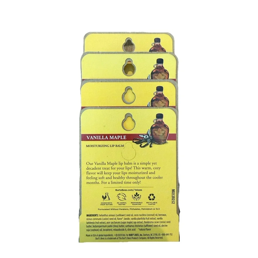 Burt's Bees Vanilla Maple Lip Balm 4 Packs Discontinued Limited Edition